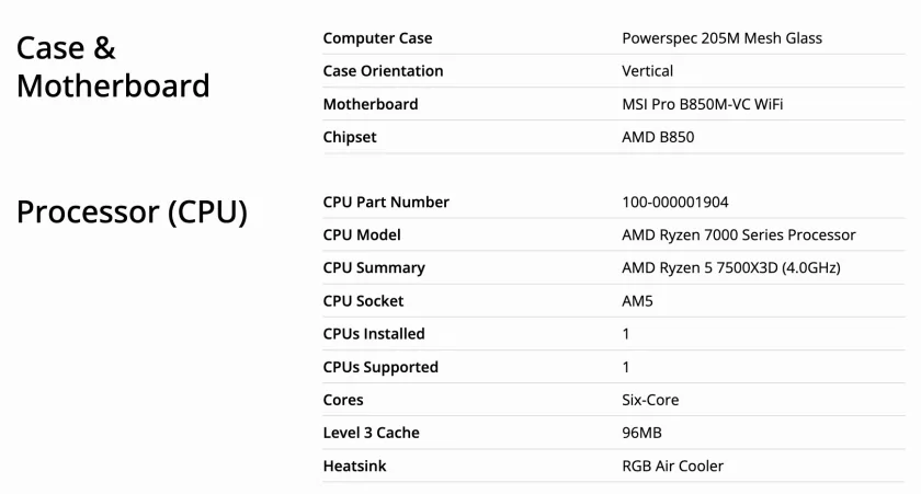 В США в составе готового ПК уже продают неанонсированный Ryzen 5 7500X3D