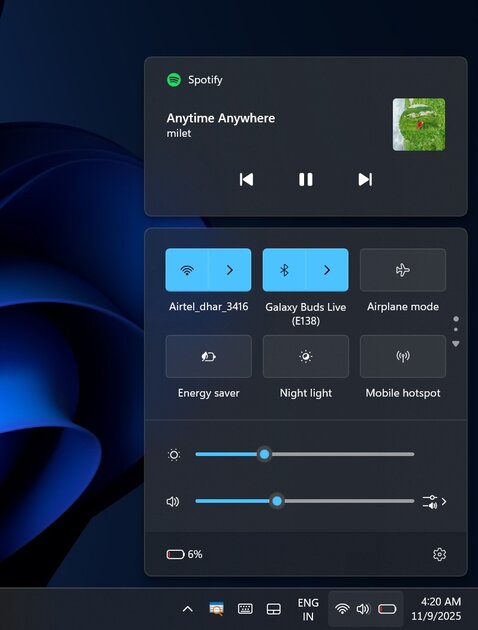 В Windows 11 появился цветной индикатор заряда батареи с процентами и иконками
