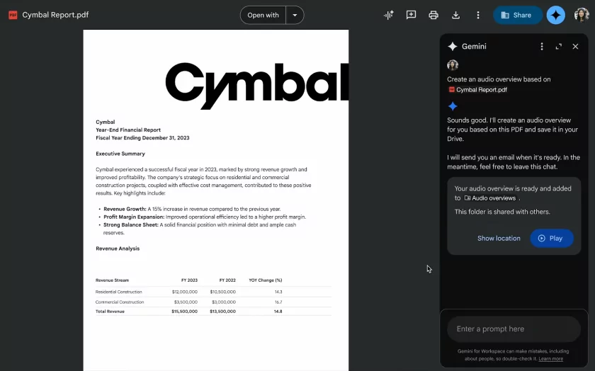 «Google Диск» научился создавать подкасты на основе PDF-файлов в облаке