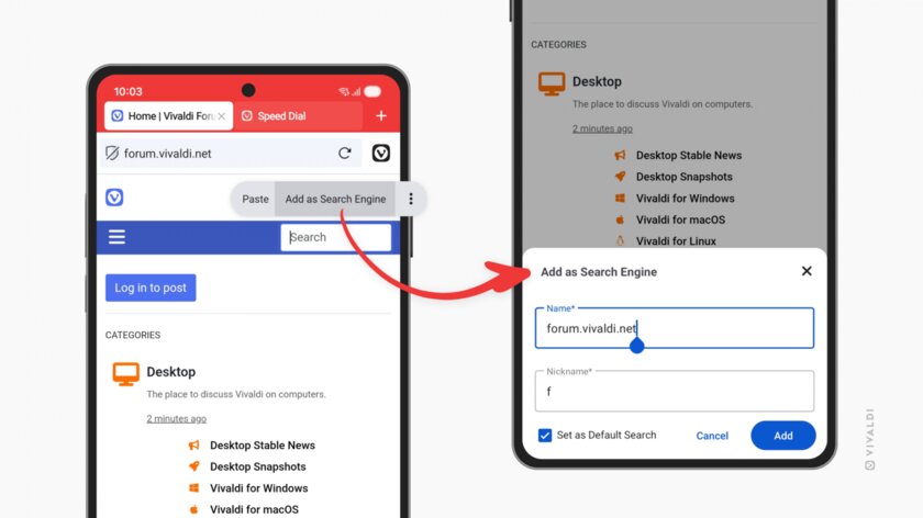 Импорт закладок и выбор любого поисковика: браузер Vivaldi для Android крупно обновился