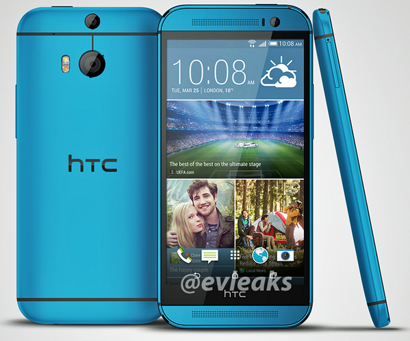 Появился рендер смартфона HTC One (M8) в синем цвете корпуса