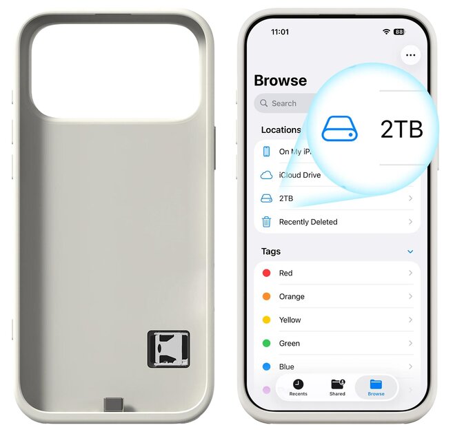 Этот чехол для iPhone 17 Pro добавляет второй дисплей и поддержку microSD