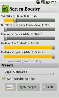 SGS Touchscreen Booster 2.0. Скриншот 1