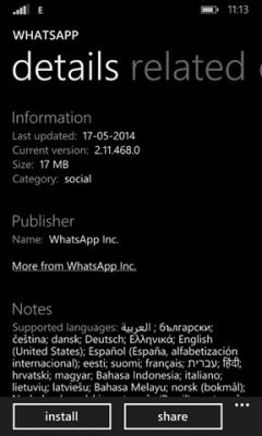 WhatsApp* удален из Windows Phone Store