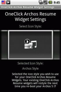 OneClick Archos Resume Widget 1.0. Скриншот 2