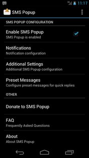 SMS Popup 1.3.1. Скриншот 4