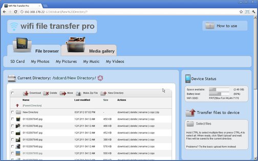 WiFi File Transfer 1.0.9. Скриншот 3