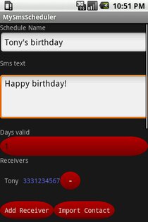 MySmsScheduler 1.0. Скриншот 2