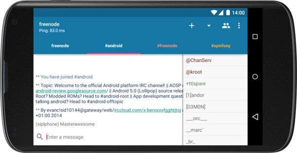 AndroIRC 5.2. Скриншот 3