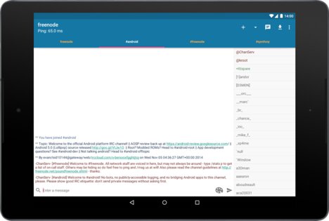 AndroIRC 5.2. Скриншот 9