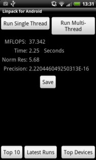 Linpack for Android 1.2.8. Скриншот 1