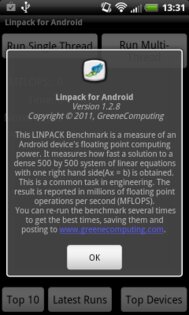 Linpack for Android 1.2.8. Скриншот 2