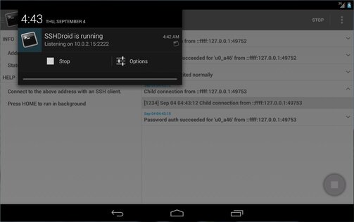 SSHDroid 2.1.2. Скриншот 20