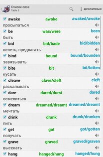 Неправильные глаголы Драгункин 2.1.4. Скриншот 4