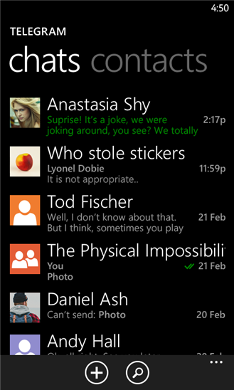 Мессенджер Telegram обзавелся официальным клиентом для Windows Phone