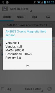 Sensor List 4.0.1. Скриншот 4