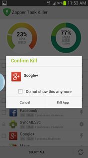 Zapper Task Killer 1.6.1. Скриншот 2