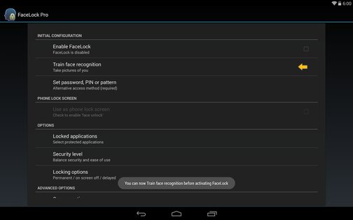 FaceLock for apps 2.9.1. Скриншот 1