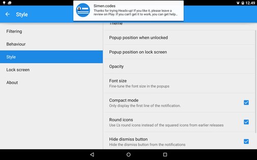 Heads-up notifications 1.14. Скриншот 2