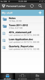 McAfee Personal Locker. Скриншот 2