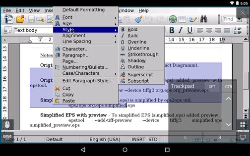 AndrOpen Office 5.5.9. Скриншот 9