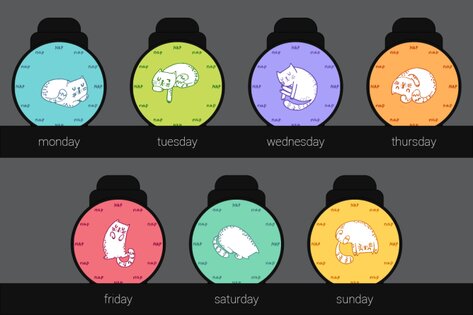 Nap Cats Watch Face. Скриншот 1