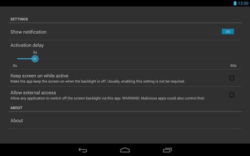 Screen Backlight OFF 1.1.7.0. Скриншот 1