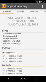 Simple Workout Log 3.9.84. Скриншот 1