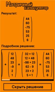 Матричный калькулятор 1.0.1.0. Скриншот 2
