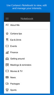 Cortana. Скриншот 2