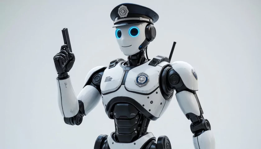 Будущее стало ближе: в Китае движение на перекрестке начал регулировать робот-полицейский