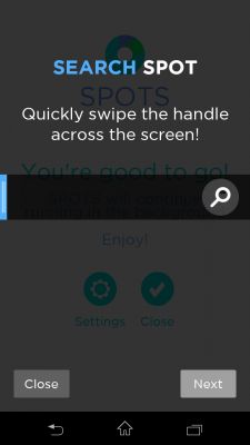 Приложения: Spots. Меню быстрого доступа