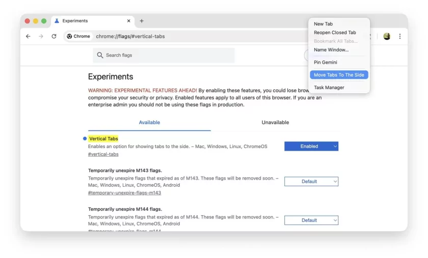 В Chrome Beta появились вертикальные вкладки — больше пространства и меньше хаоса
