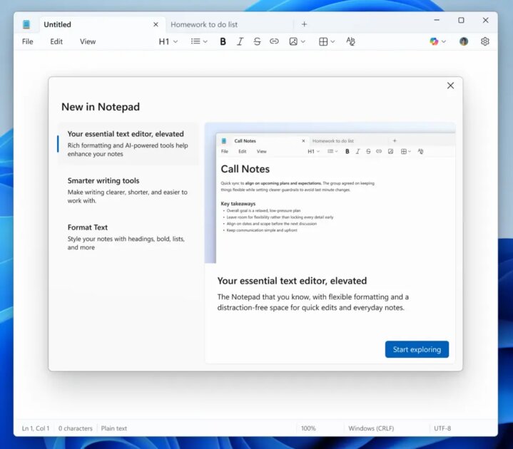 Инструменты форматирования и функция «Раскраска»: Microsoft обновила «Блокнот» и Paint в Windows 11