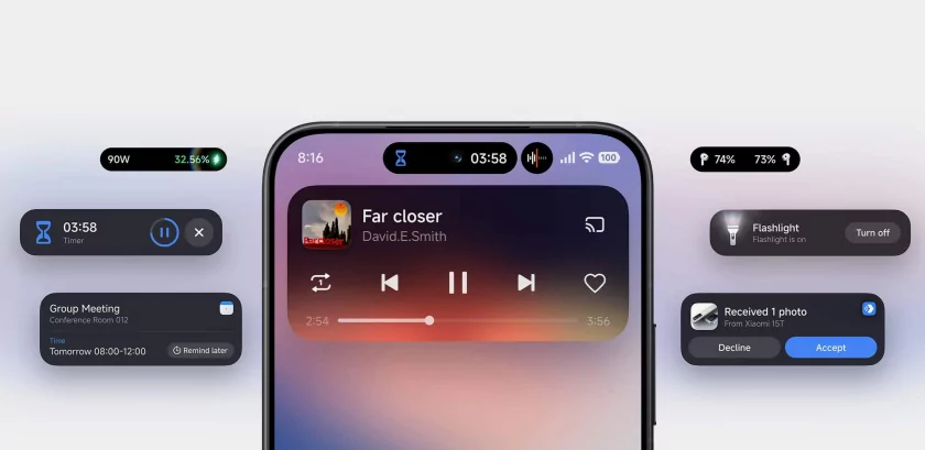 В HyperOS 3.1 добавили поддержку аналога Dynamic Island для планшетов