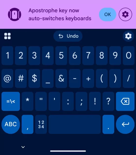 Gboard на Android научилась возвращать буквенную клавиатуру после ввода апострофа