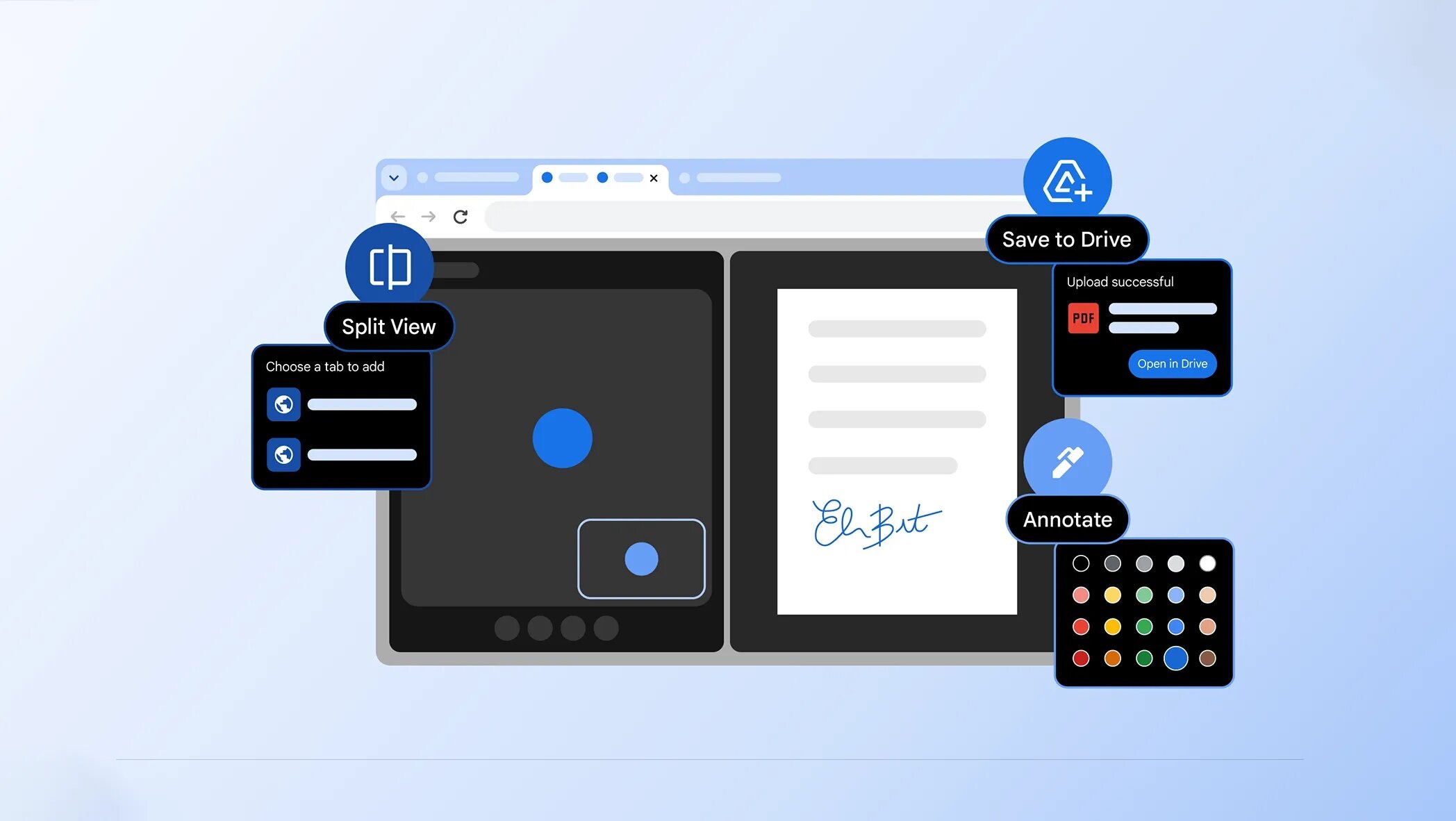Разделённый экран, подпись PDF и сохранение на «Диск»: Google обновила Chrome