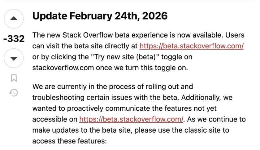 Stack Overflow тестирует новый дизайн интерфейса с акцентом на чат с ИИ