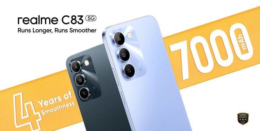 Представлен realme C83 5G — смартфон начального уровня с батареей 7000 мА·ч и дисплеем 144 Гц