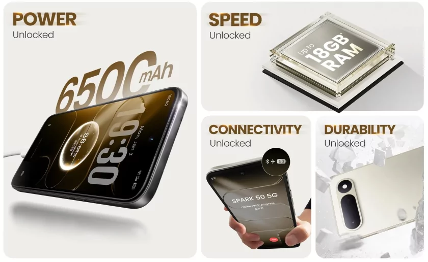 Представлен Tecno Spark 50 5G — смартфон с дизайном «не как у всех»