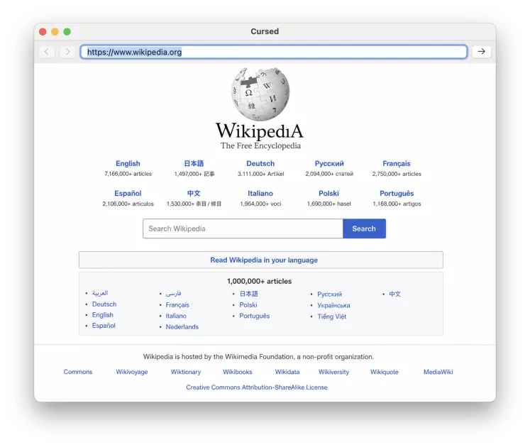 Этот браузер сломан — за рендеринг в Cursed Browser отвечает ИИ-модель