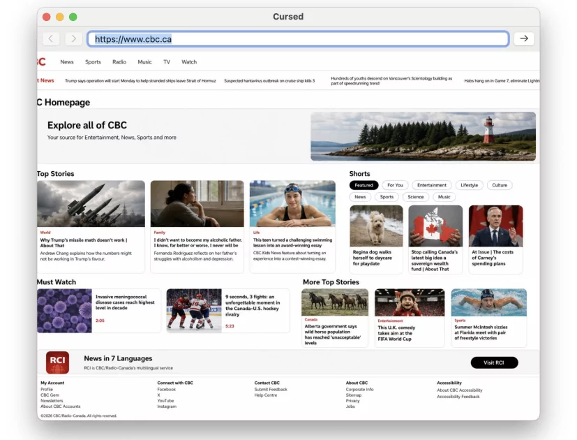 Этот браузер сломан — за рендеринг в Cursed Browser отвечает ИИ-модель