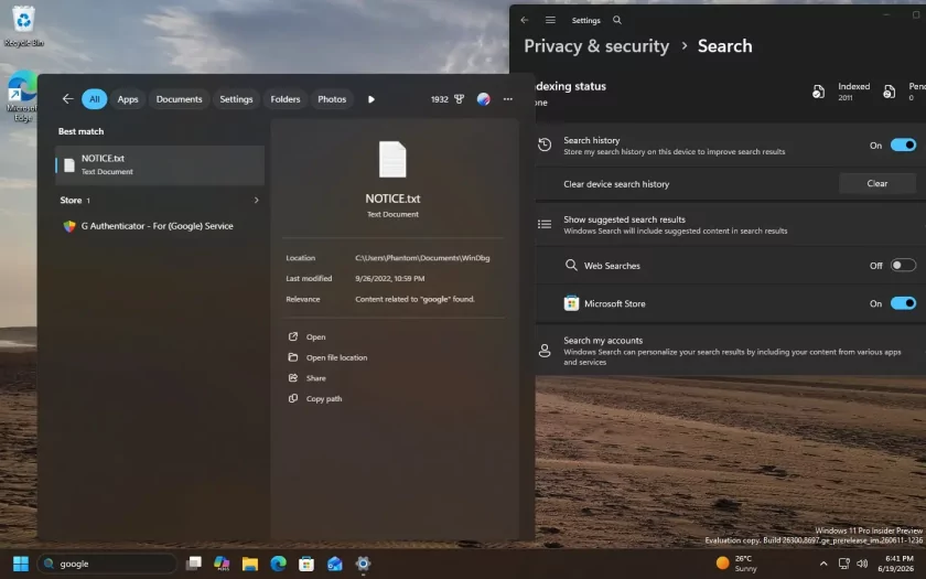 В Windows 11 26H2 расширятся возможности настройки поиска: вот что изменится