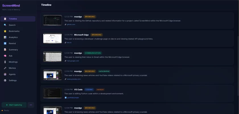 Разработчик выпустил бесплатный аналог Recall: ИИ-функции, которая делает снимки экрана
