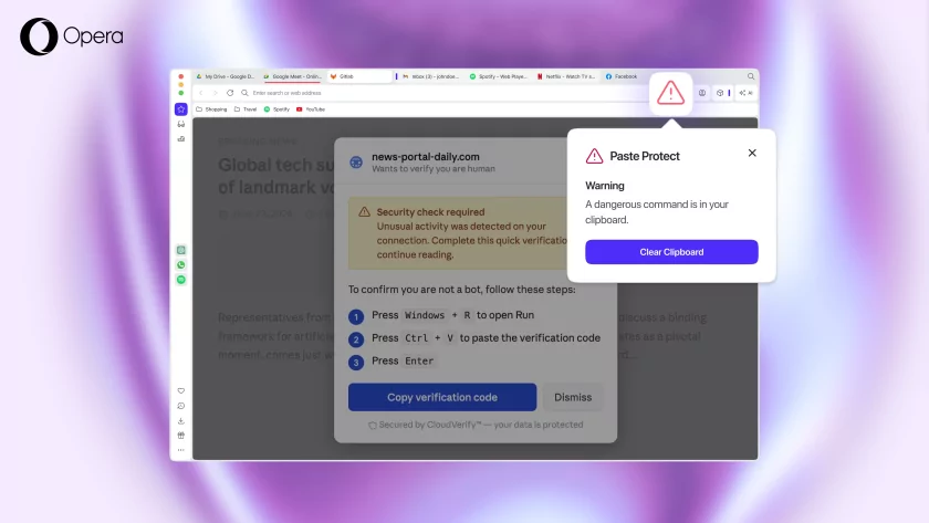Opera запустила Paste Protect — инструмент, защищающий буфер обмена от кибератак