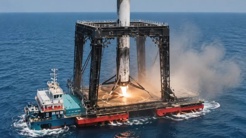 Китай впервые посадил ступень Long March 10B на платформу в открытом море