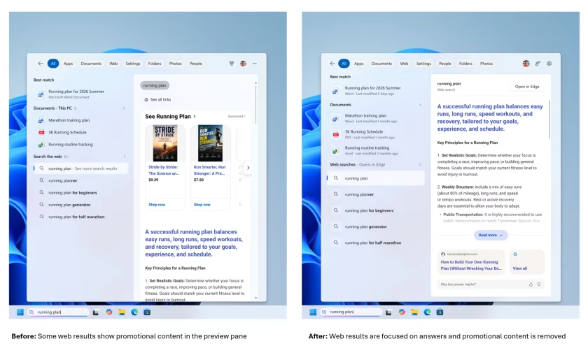 Microsoft прокачала поисковую строку в Windows 11: рекламу убрали