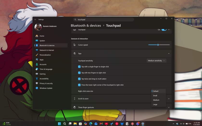 Этого нет даже в macOS: в Windows 11 появилась возможность настраивать размер зоны правой кнопки мыши на тачпаде