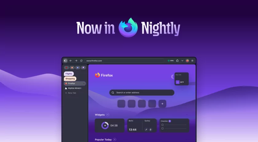 Mozilla переработала дизайн Firefox: новые иконки, темы и упрощённый доступ к вертикальным вкладкам