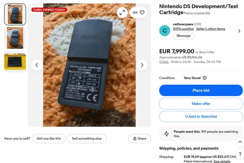 На аукционе продают крайне редкий картридж для консоли Nintendo DS: цена начинает от 9100 долларов